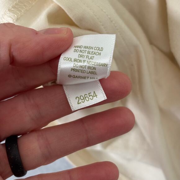 Garnet Hill Shirt Small Cream Ivory Ruffle Tuxedo Jersey Stretch Basic Neutral - Picture 10 of 10